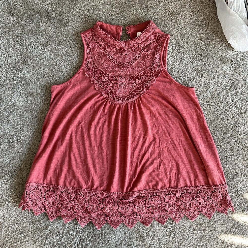 xhilaration high neck crochet tank top - L
